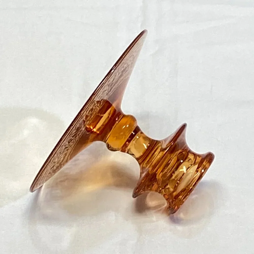 Fostoria Royal Amber Etched #2362 Single Candlestick Vintage Depression Glass